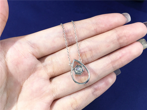 Tianyu Trendy GRA Certified Zircon Water Drop Openwork Pendant Necklace Single <b>Stone</b> 925 Silver Platinum Plated for women - Product Image 3