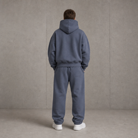 Sweat à capuche Premium 360 GSM gris clair délavé à l'acide pour homme, coupe ample en coton épais, style streetwear vintage, avec impression en relief
