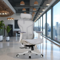 Chaise de direction pivotante contemporaine ergonomique en tissu à dossier haut avec base en alliage d'aluminium, soutien lombaire auto-ajustable et réglable