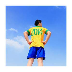 Ensembles de maillots de football teints en pièce bleu et jaune, service OEM, vêtements de sport en gros - Product Image 3