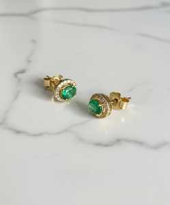 Pendientes de Oro de 14 Quilates con Piedras Preciosas Naturales/de Laboratorio en Forma Ovalada y Micro Pavé de Diamantes - Product Image 2