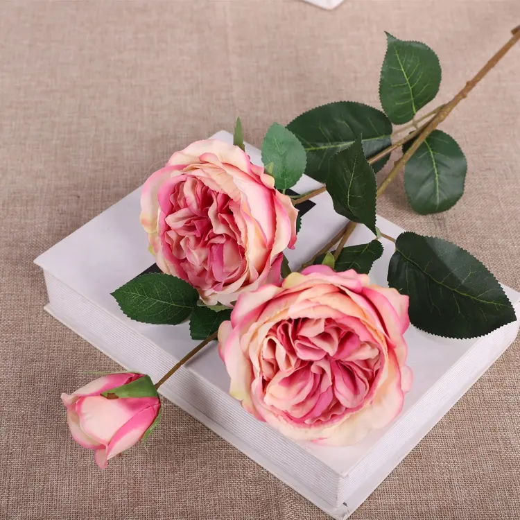 Qihao Groothandel 3 Stengels Kunstbloem Engels Rose David Austin Rose Voor Thuis Bruiloft Decoratie