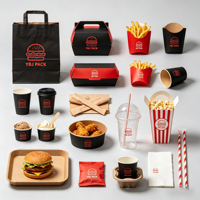 Boîte à emporter personnalisée avec logo imprimé biodégradable pour hamburgers, frites, poulet frit, hot-dogs et sandwichs