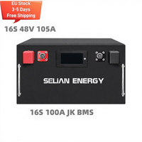 Stock UE Boîtier de batterie 48V 105Ah JK BMS LiFePO4 pour kit de stockage d'énergie solaire DIY pour pack 5kWh Livraison gratuite eve 105A