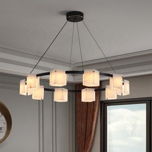 Albâtre naturel tout en cuivre suspension luxe nordique salon restaurant lustre - Product Image 5