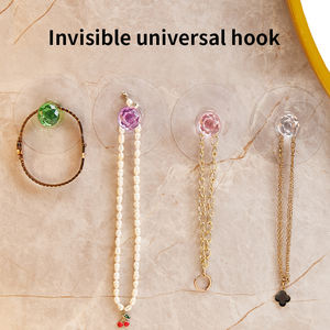 Aoniu Colorful No-punch Paste Type Pull Drawer Cupboard Closet <b>Door</b> Bathroom Glass Crystal Coat <b>Hook</b> <b>Hook</b> Handle Novelty <b>Hooks</b> - Product Image 2