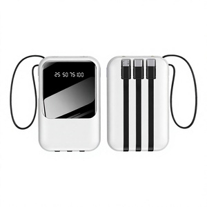 Mini Portable Power Bank 10000mAh LED Display Mobile <b>Charger</b> With Built-in Cables USB Travel Battery Pack - Product Image 4