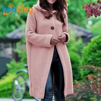 Nouveau cardigan à capuche boutonné pour femme, cardigan décontracté à manches longues pour l'automne et l'hiver J0042