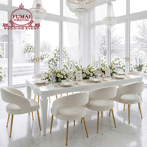 Table à manger moderne FUMAI avec plateau en MDF blanc et pieds dorés, ensemble de meubles contemporains pour hôtel - Product Image 1