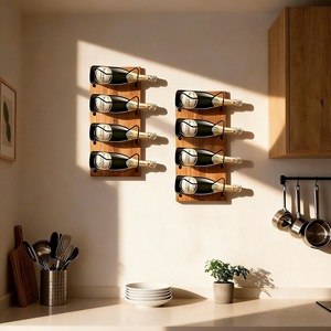Étagère de présentation en bois, support mural créatif transfrontalier pour la décoration du salon, rangement mural en bois massif pour le vin - Product Image 1