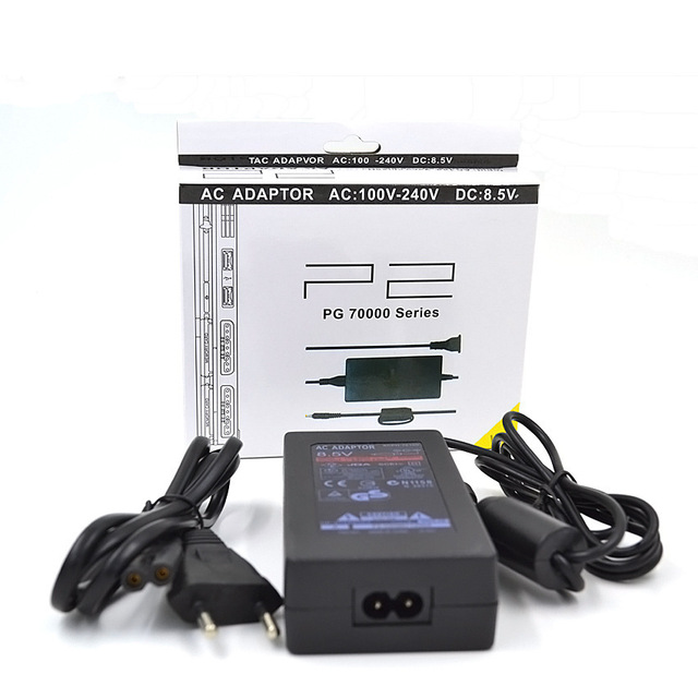 Black Retail Package 110V-240V P2 AC Power Supply Wall Charger Adapter for PS2 Console