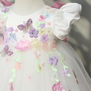 Abiti da <span class=keywords><strong>bambina</strong></span> con perline e farfalle, maniche corte a sbuffo, applicazioni in tulle, per compleanni, concorsi di bellezza, matrimoni, con ali - Product Image 4