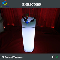 Table de bar LED avec dessus en verre, avec seau à glace/pot de fleurs