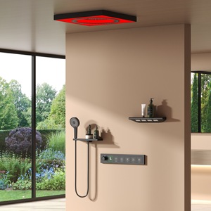 Sistema <span class=keywords><strong>Doccia</strong></span> a Soffitto WEIHAO Nero <span class=keywords><strong>con</strong></span> 5 Funzioni LED, Lettore Musicale e <span class=keywords><strong>Doccia</strong></span> a Soffitto <span class=keywords><strong>con</strong></span> <span class=keywords><strong>Cambio</strong></span> Colore - Product Image 1