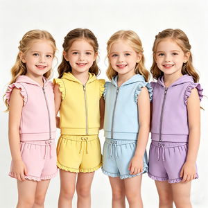 Sweat à capuche personnalisé pour filles avec fermeture éclair et volants, en spandex doux/coton biologique, vente en gros, vêtements confortables pour tout-petits, prix d'usine - Product Image 1