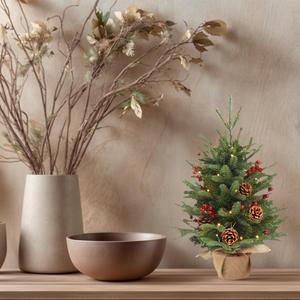 <span class=keywords><strong>Mini</strong></span> <span class=keywords><strong>sapin</strong></span> de Noël <span class=keywords><strong>en</strong></span> <span class=keywords><strong>sapin</strong></span> de pin de 2 pieds avec 50 lumières LED, 80 aiguilles, <span class=keywords><strong>sapin</strong></span> de table de 24 pouces, décoration de Noël pour chambre à coucher, cheminée, manteau de cheminée - Product Image 3