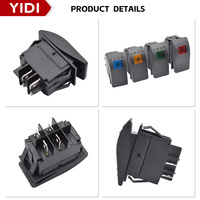 Interrupteur à bascule DPST 12V 220V éclairé par LED, étanche, en plastique, 4 broches, marche/arrêt, en forme de bateau, pour bateau, marine, automobile