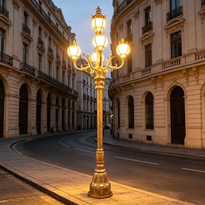 Lampadaire de jardin en aluminium LED de style rétro européen, grand modèle, en fonte, pour extérieur - Product Image 6