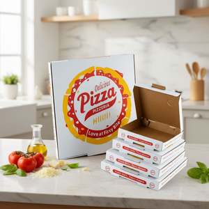 Cajas de Pizza Blancas de 16 y 8 Pulgadas, Cuadradas, de Cartón para Alimentos, para Entrega a Domicilio - Product Image 5