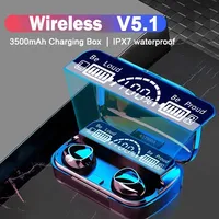 Écouteurs TWS BT V5.0 avec contrôle tactile, écouteurs avec batterie externe, casque sans fil avec affichage LED et micro