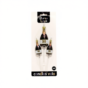 Bougie d'anniversaire Party Love Champagne 30 ans, lot de 3 - Product Image 3