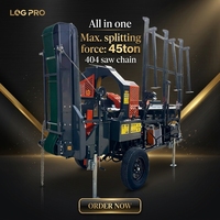 Processeur de bois hydraulique à essence 30T, coupe- et fendeuse de bois avec convoyeur à roulement moteur et garantie de 2 ans