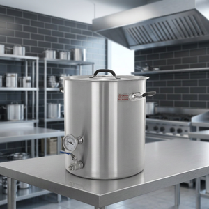 Stainless Steel Soup Pot with <b>Thermometer</b> and Ball Valve Large Capacity Double Handle Industrial Design <b>for</b> Commercial Use - Product Image 1