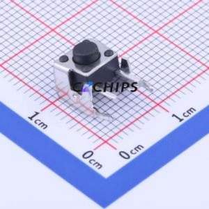 YTSD009A0502503A Tactile Switch Bent Lead Through Hole-4P,6x6mm Single Pole Single Throw Round Button 2.5N Right Angle Insert - Product Image 1