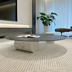 Tavolino da Caffè Rotondo in <span class=keywords><strong>Vetro</strong></span> con Effetto Ondulato, Stile Nordico Creativo e Lusso Leggero Italiano, Vendita Diretta dalla Fabbrica - Product Image 1