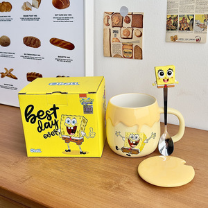 Taza <span class=keywords><strong>de</strong></span> Cerámica <span class=keywords><strong>de</strong></span> <span class=keywords><strong>Bob</strong></span> <span class=keywords><strong>Esponja</strong></span> con Tapa y Cuchara, Taza <span class=keywords><strong>de</strong></span> Café con Forma <span class=keywords><strong>de</strong></span> Tarro <span class=keywords><strong>de</strong></span> Miel <span class=keywords><strong>de</strong></span> <span class=keywords><strong>Dibujos</strong></span> <span class=keywords><strong>Animados</strong></span>, Taza <span class=keywords><strong>de</strong></span> Agua para Parejas, Regalo - Product Image 3