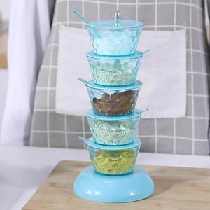 Wholesale Hot Product Kitchen Accessories Seasoning <b>Jar</b> Plastic Condiment Storage Rotating Box with Spoon 5 Layers Food - Product Image 6