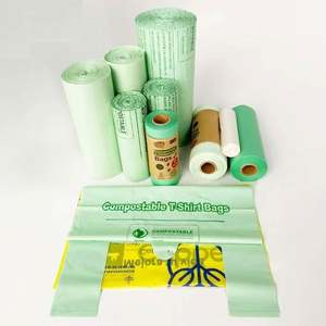 Sac poubelle compostable écologique 19x21 à soufflets avec logo personnalisé, impression en gravure sur plastique PE pour produits ménagers, sans odeur - Product Image 6