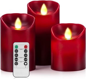 Juego de 3 Velas LED sin Llama que Funcionan con Batería, con Control Remoto, Velas de Cera Real con Efecto de Parpadeo - Product Image 3