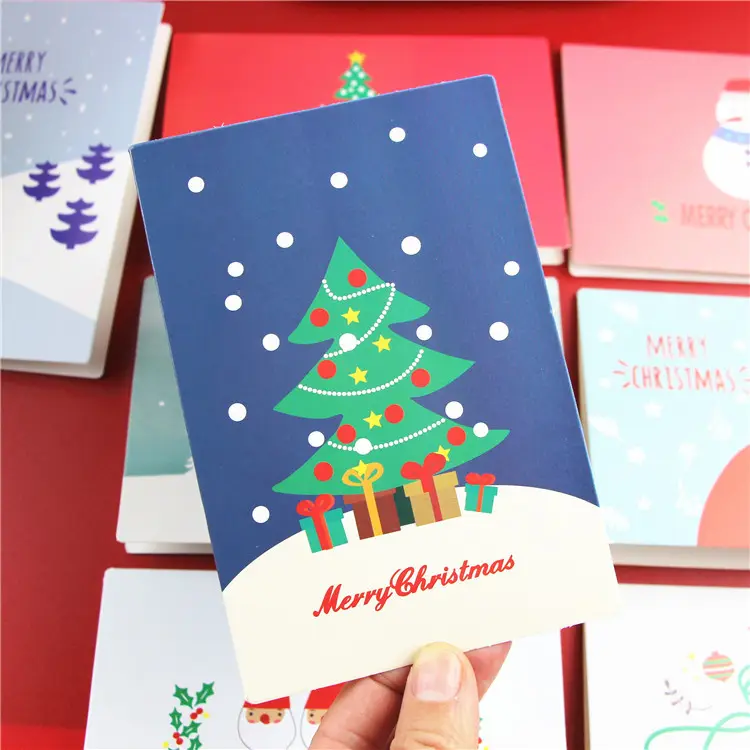 Hersteller Großhandel Custom Printing Holiday Frohe Weihnachten Grußkarten mit Umschlägen