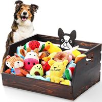 Panier de rangement pour jouets de chien de style rural, durable, grand panier en bois pour jouets de chiot avec poignée