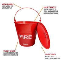 Seau d'incendie portable en acier rouge avec logo OEM imprimé, prix d'usine en gros, pour entrepôt et usage maritime