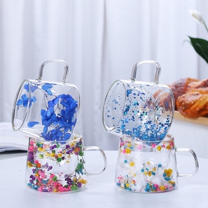 Ly thủy tinh gia dụng cao cấp, hai lớp, chịu nhiệt cao, trang trí hoa khô, thiết kế xuyên biên giới. - Product Image 3