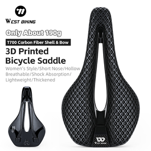 Sillín de Bicicleta Ultraligero de Fibra de Carbono para Mujer, Impreso en 3D con Ventilación, Punta Corta, Negro, para Todas las Estaciones, para Ciclismo - Product Image 1