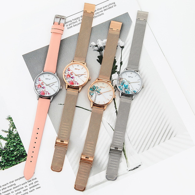 Wholesale Custom Watch Dial Face Printing Flower Dial Women Private Label Girls Analog Watch Manufacturer