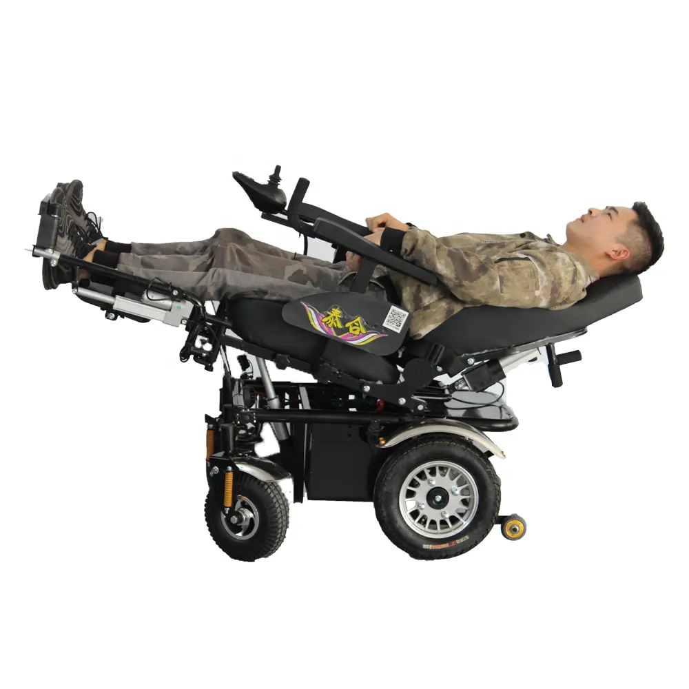 휠체어 무거운 의무 큰 힘 장거리 듀얼 모터 200kg 휠체어 기대는 전동 보행기와 휠체어