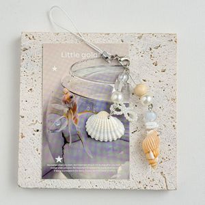 Llavero de Concha Marina con Perlas, Accesorio Decorativo para Teléfono, Colgante de Joyerí<span class=keywords><strong>a</strong></span>, Adorno para Llaves de Coche - Product Image 2