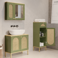 Meuble de rangement multifonctionnel grande capacité style ferme en rotin pour la maison, la villa, le salon et la salle de bain