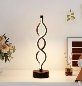 مصباح طاولة شهير متعدد الاستخدامات بتصميم بسيط باللونين الأسود والذهبي، إضاءة LED قابلة للتعتيم على شكل حلزوني، مناسب لجانب السرير في غرفة النوم أو للمكتب - Product Image 3