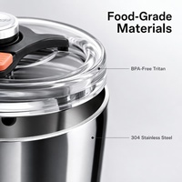 Gobelet isotherme sous vide en acier inoxydable 18/8 à double paroi, sans BPA, avec paille et couvercle, pour sublimation, maintien au chaud 6-12 heures