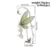 Boucles d'oreilles papillon pompon crochet d'oreille elfe sans perforations fleur oreille manchettes Wrap Clip grimpeur chenille boucle d'oreille-aile de papillon