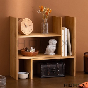 Support de bibliothèque extensible à <span class=keywords><strong>2</strong></span> niveaux Porte-<span class=keywords><strong>livre</strong></span> en bambou Organisateur de table de bureau simple pour livres - Product Image 2