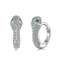 Dylam Boucles d'oreilles à clip en forme de serpent en argent sterling 925 plaqué rhodium 5A avec zircon cubique pour femmes