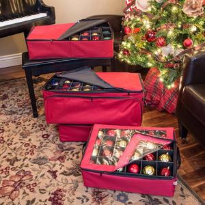 Caja de Almacenamiento para Adornos Navideños con 64 Compartimentos Ajustables y Cierre de Cremallera - Product Image 6