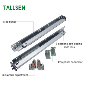 USA type 21" inch American wholesale full extension soft close push to open telescopic 3d undermount drawer slides