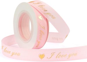 Rubans en gros-grain personnalisés en usine, 5/8 pouces, écologiques, imprimés à <span class=keywords><strong>l</strong></span>'or, « Je t'aime », blancs, <span class=keywords><strong>pour</strong></span> mariage, Saint-Valentin, <span class=keywords><strong>pour</strong></span> cadeaux - Product Image 4